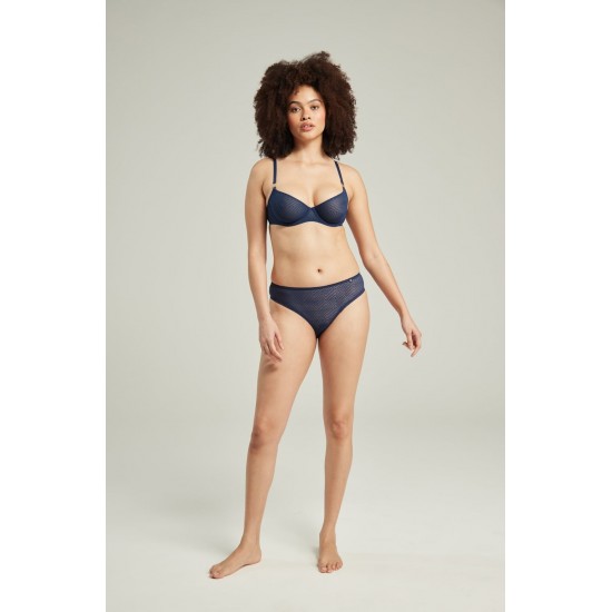 The Sheer Deco High Leg Brief Navy The Sheer Deco High Leg Brief Navy
