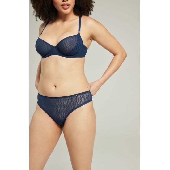 The Sheer Deco High Leg Brief Black