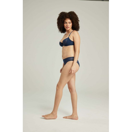 The Sheer Deco High Leg Brief Navy The Sheer Deco High Leg Brief Navy
