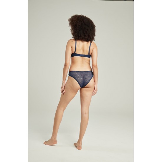 The Sheer Deco High Leg Brief Navy The Sheer Deco High Leg Brief Navy