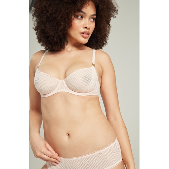 The Sheer Deco Lift Balcony Bra Blush Pink Up to GG Cup The Sheer Deco Lift Balcony Bra Blush Pink Up to GG Cup