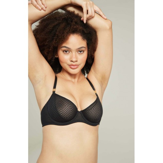 The Sheer Deco Lift Balcony Bra Black Up to GG Cup The Sheer Deco Lift Balcony Bra Black Up to GG Cup