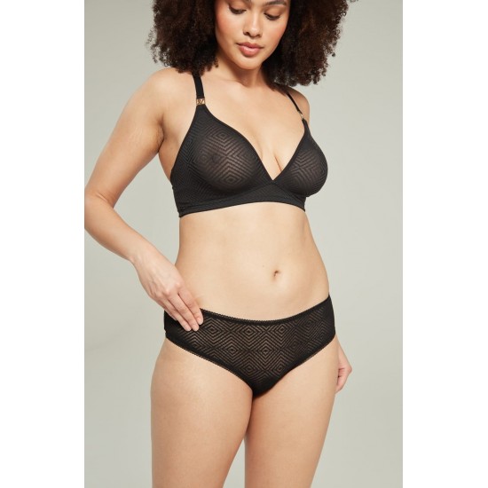 The Sheer Deco Hipster Brief Black The Sheer Deco Hipster Brief Black