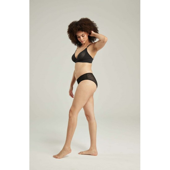 The Sheer Deco Hipster Brief Black The Sheer Deco Hipster Brief Black