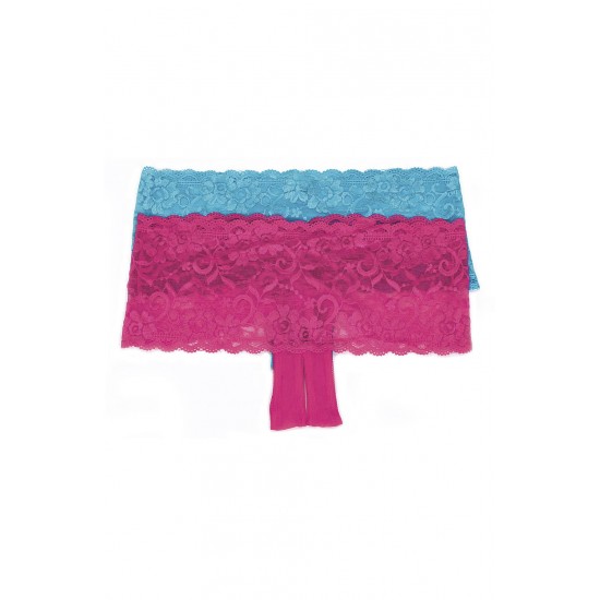 Shirley of Hollywood 59 Stretch Lace Boy Short Turquoise