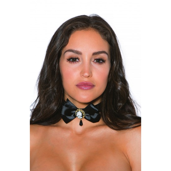Shirley of Hollywood 970 Choker Ribbon Bow Cameo Black