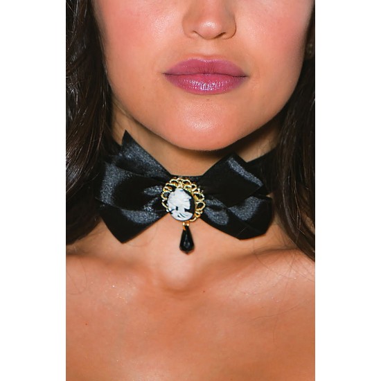 Shirley of Hollywood 970 Choker Ribbon Bow Cameo Black