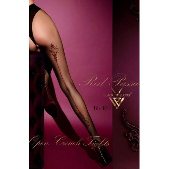 Black Secret BS167 Open Crotch Tights Black Black Secret BS167 Open Crotch Tights Black