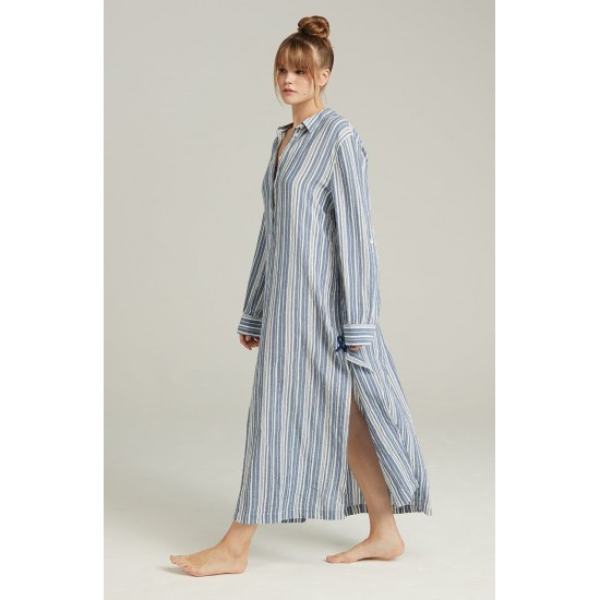 The Maxi Shirt French Navy Stripe The Maxi Shirt French Navy Stripe