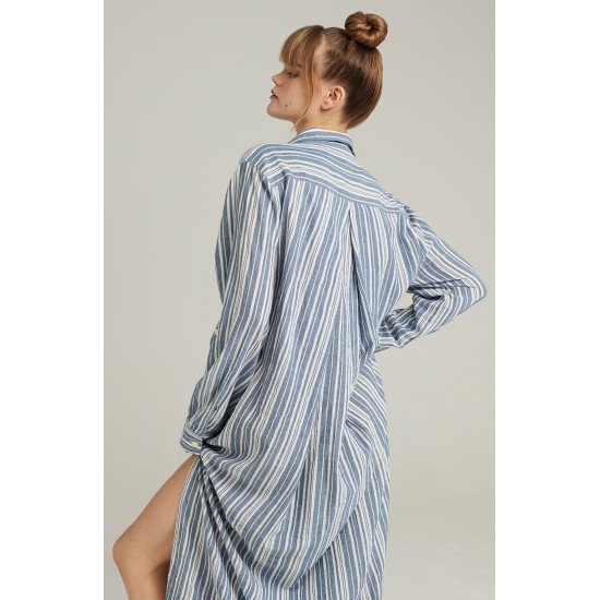 The Maxi Shirt French Navy Stripe The Maxi Shirt French Navy Stripe