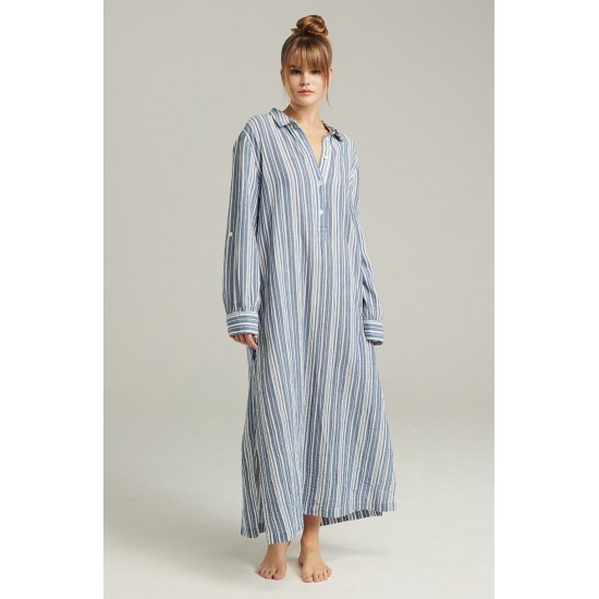 The Maxi Shirt French Navy Stripe The Maxi Shirt French Navy Stripe