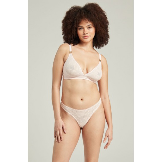 The Sheer Deco Barely There Thong Navy