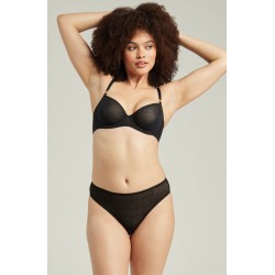 The Sheer Deco High Leg Brief Black The Sheer Deco High Leg Brief Black