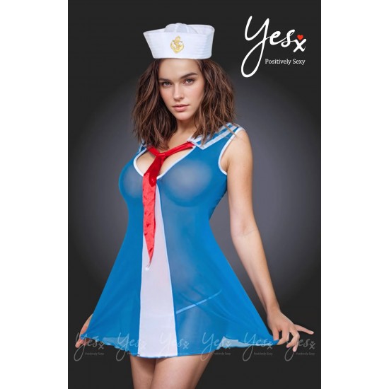 YesX YX119 Sailor Dress Blue/Red