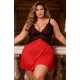 YesX YX736Q Plus Size Red Satin & Black Lace Chemise Nightdress YesX YX736Q Plus Size Red Satin & Black Lace Chemise Nightdress