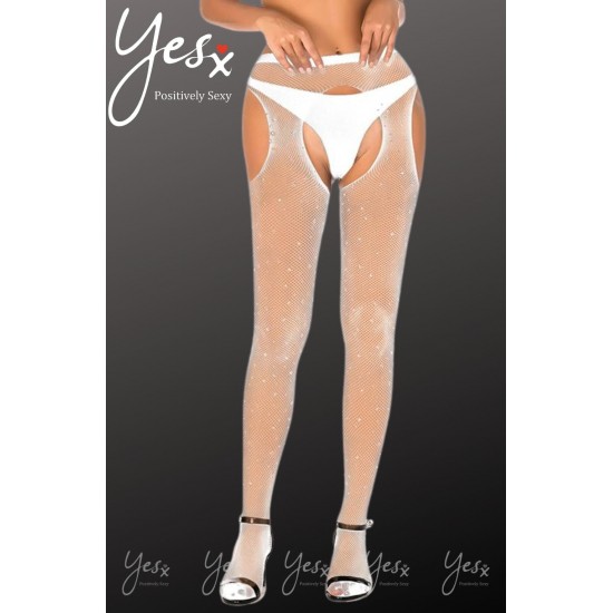 YesX YX851 Sparkly Fishnet White YesX YX851 Sparkly Fishnet White