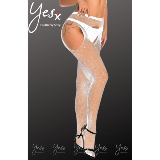 YesX YX851 Sparkly Fishnet White YesX YX851 Sparkly Fishnet White