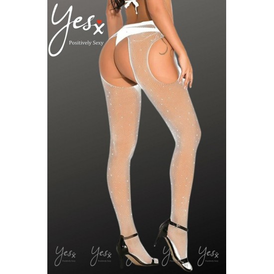 YesX YX851 Sparkly Fishnet White YesX YX851 Sparkly Fishnet White