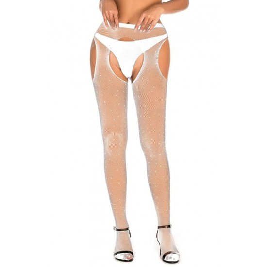 YesX YX851 Sparkly Fishnet White YesX YX851 Sparkly Fishnet White