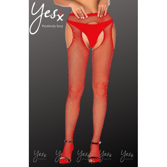 YesX YX852 Sparkly Fishnet Red YesX YX852 Sparkly Fishnet Red