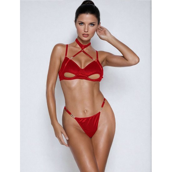YesX YX872 Hollow Cut Halter Bra Set YesX YX872 Hollow Cut Halter Bra Set