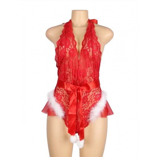 YesX YX874Q Christmas Sexy Halter Neck Teddy Up To 4XL YesX YX874Q Christmas Sexy Halter Neck Teddy Up To 4XL