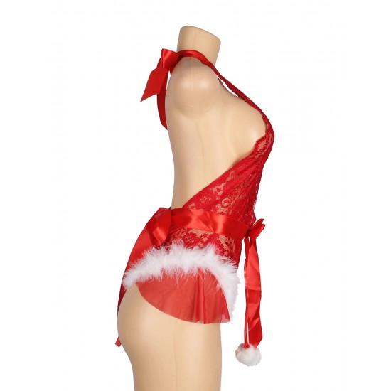 YesX YX874Q Christmas Sexy Halter Neck Teddy Up To 4XL YesX YX874Q Christmas Sexy Halter Neck Teddy Up To 4XL