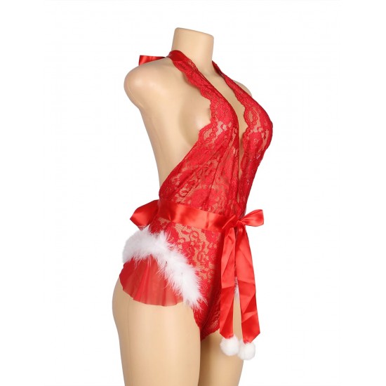 YesX YX874Q Christmas Sexy Halter Neck Teddy Up To 4XL YesX YX874Q Christmas Sexy Halter Neck Teddy Up To 4XL