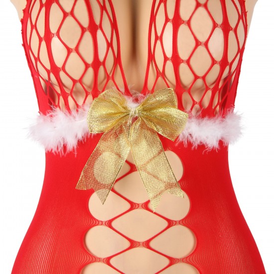 YesX YX876 Christmas Fluffy Bodystocking YesX YX876 Christmas Fluffy Bodystocking