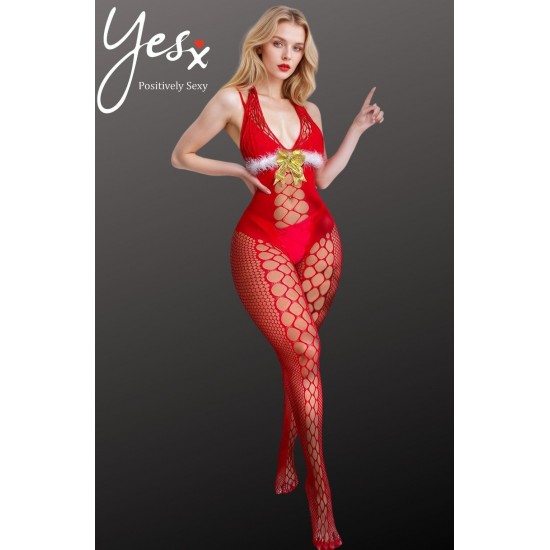 YesX YX876 Christmas Fluffy Bodystocking YesX YX876 Christmas Fluffy Bodystocking