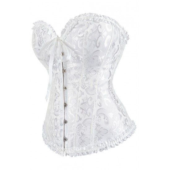 YesX YX887 Elegant White Brocade Corset up to 2XL YesX YX887 Elegant White Brocade Corset up to 2XL