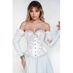 YesX YX887 Elegant White Brocade Corset up to 2XL YesX YX887 Elegant White Brocade Corset up to 2XL