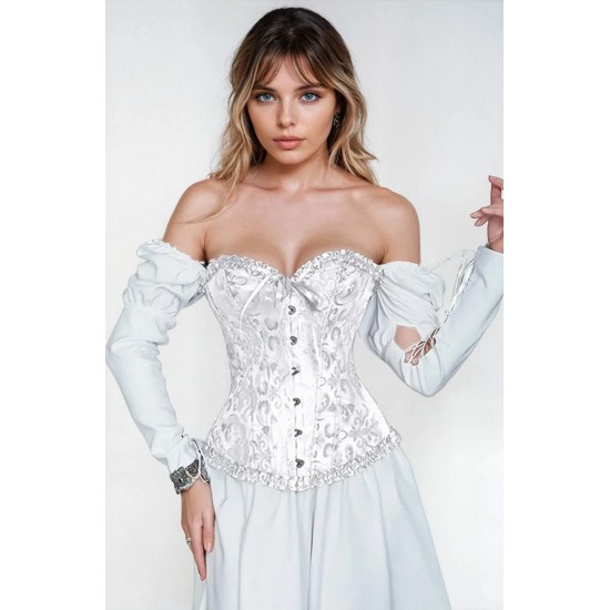 YesX YX887 Elegant White Brocade Corset up to 2XL YesX YX887 Elegant White Brocade Corset up to 2XL