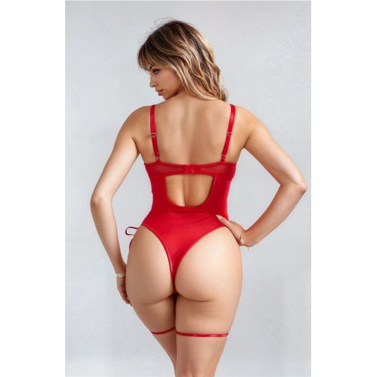 YesX YX891 Red Faux Leather Look & Mesh YesX YX891 Red Faux Leather Look & Mesh