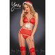 YesX YX945 5pc Red Hat, Bra, Garter, Thong & Stockings Set