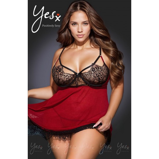 YesX YX958Q Black/Red Babydoll Set YesX YX958Q Black/Red Babydoll Set