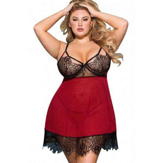 YesX YX958Q Black/Red Babydoll Set YesX YX958Q Black/Red Babydoll Set